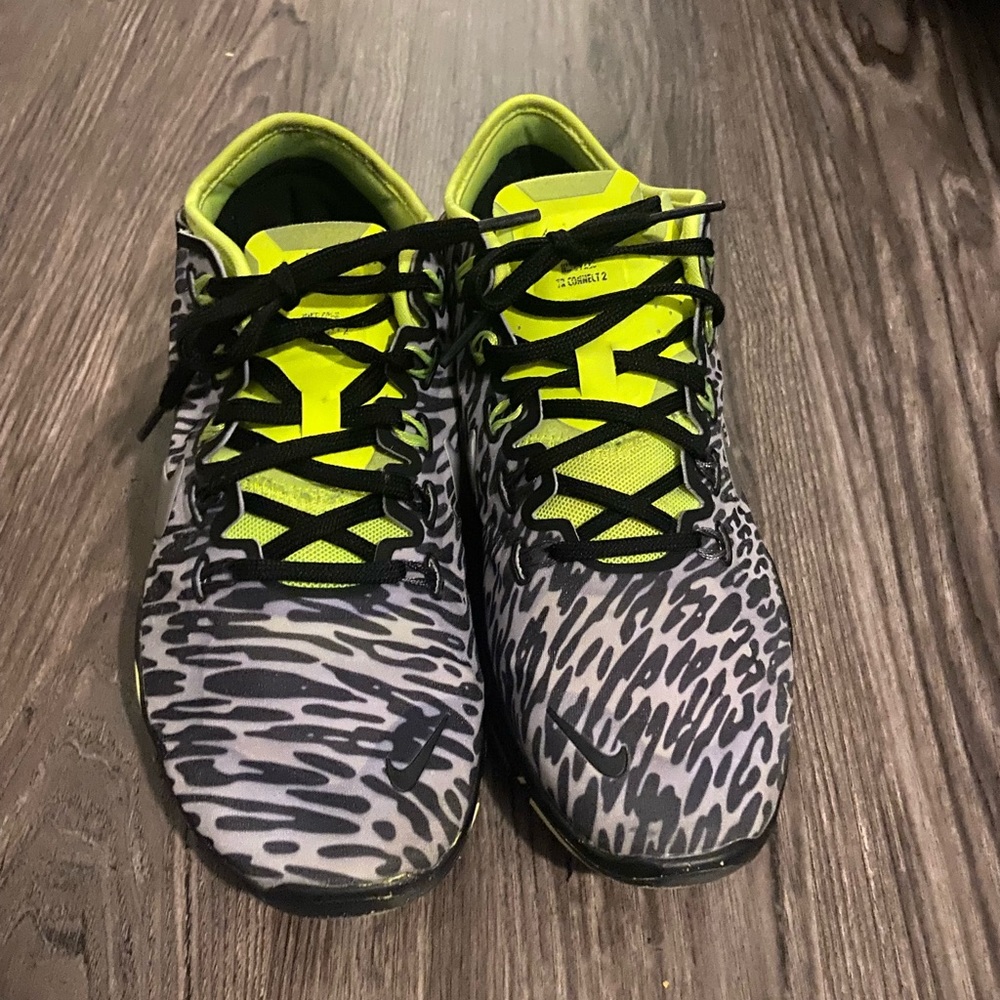 Nike Zebra Striped Sneakers with Bright Green